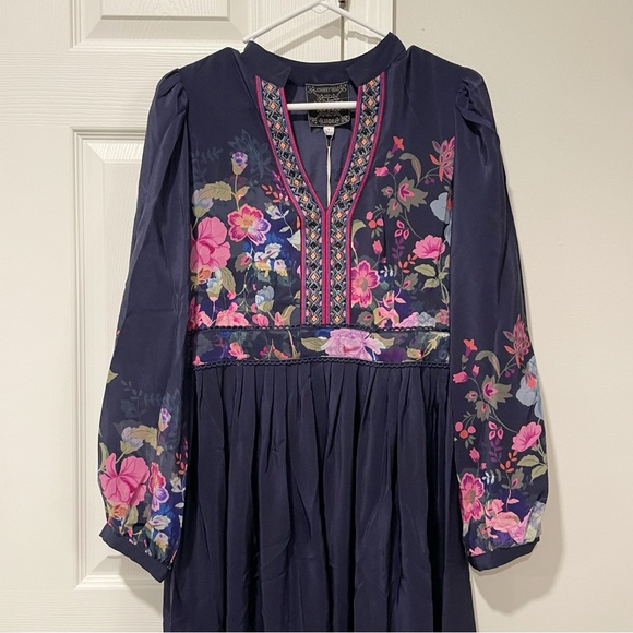 NWT Johnny Was Navy Floral Valeria Silk Maxi Dress Size Small - Picture 6 of 14